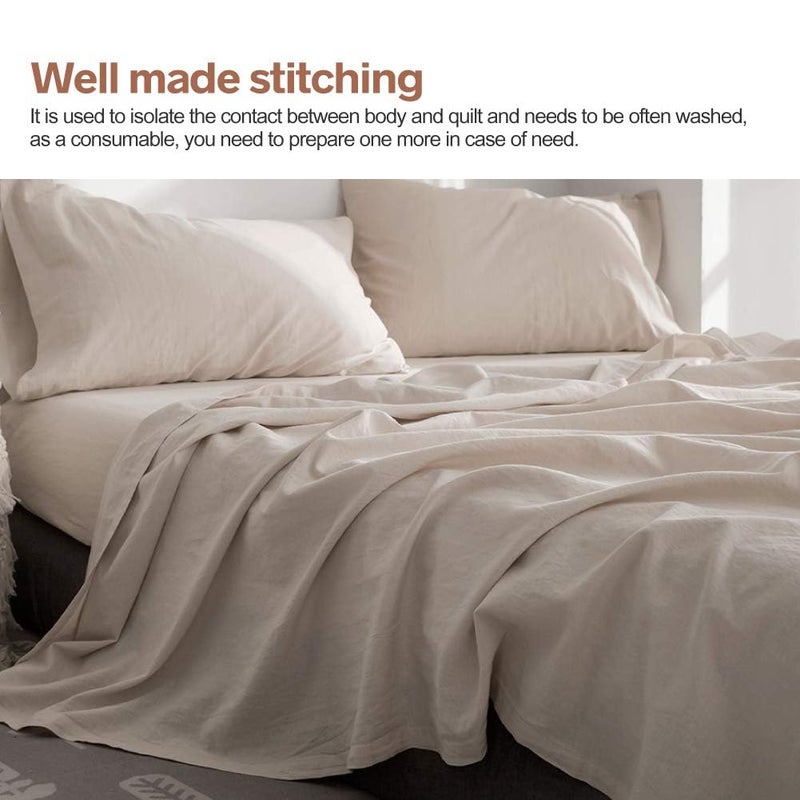 BISELINA Linen Sheet French Flax Flat Sheet Only 55% Euro Flax 45% Cotton Basic Style Solid Color Soft Breathable Farmhouse Top Sheet 1-Piece (King, Linen) - Image 4